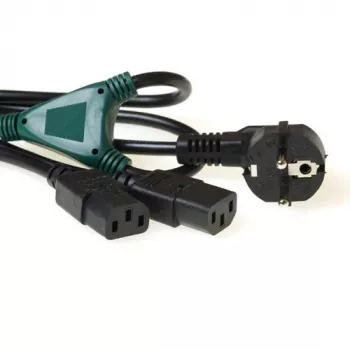 ACT Powercord split cable mains connector CEE7/7 male - 2 x C13 splitting at: 1.20 m