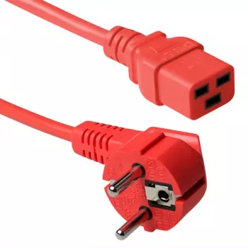 ACT Powercord mains connector CEE 7/7 male (angled) - C19 red 3 m