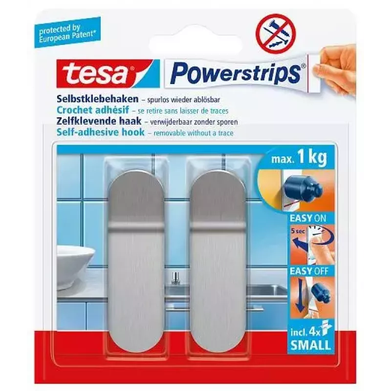 Towel hook TESA 57045-00000 Metallic Indoor 2 pcs