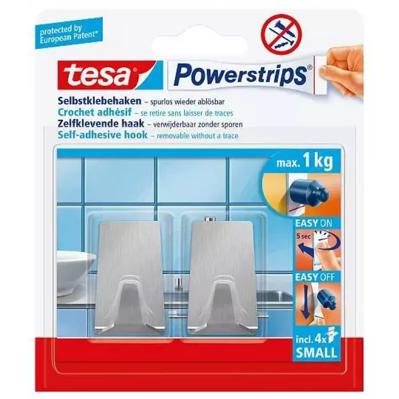Towel hook TESA 57066-00000 Metallic Indoor 2 pc(s)