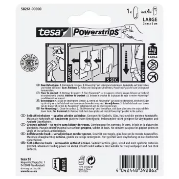 Towel hook TESA 58261-00000 Indoor Metallic 1 pc