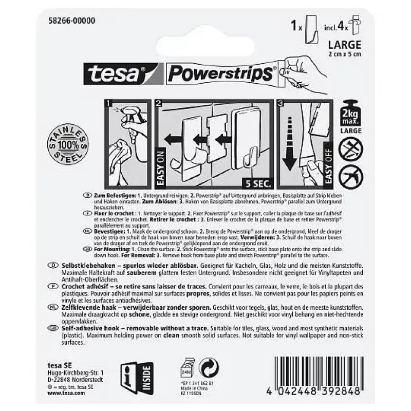 Towel hook TESA 58266-00000 Stainless steel Indoor