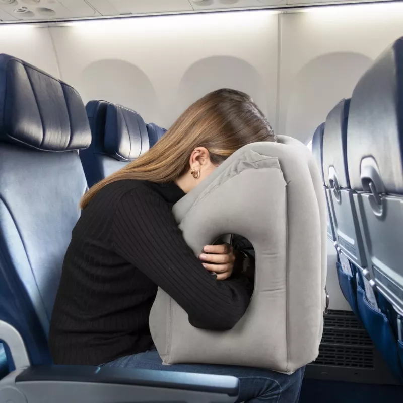 Travel Pillow Hama 00096292 Inflatable Grey PVC Velvet Bus Plane