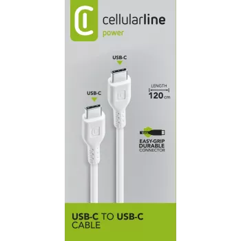 Cellularline Power Cable 120cm - USB-C to USB-C USB-C to USB-C cable for recharging and transferring data