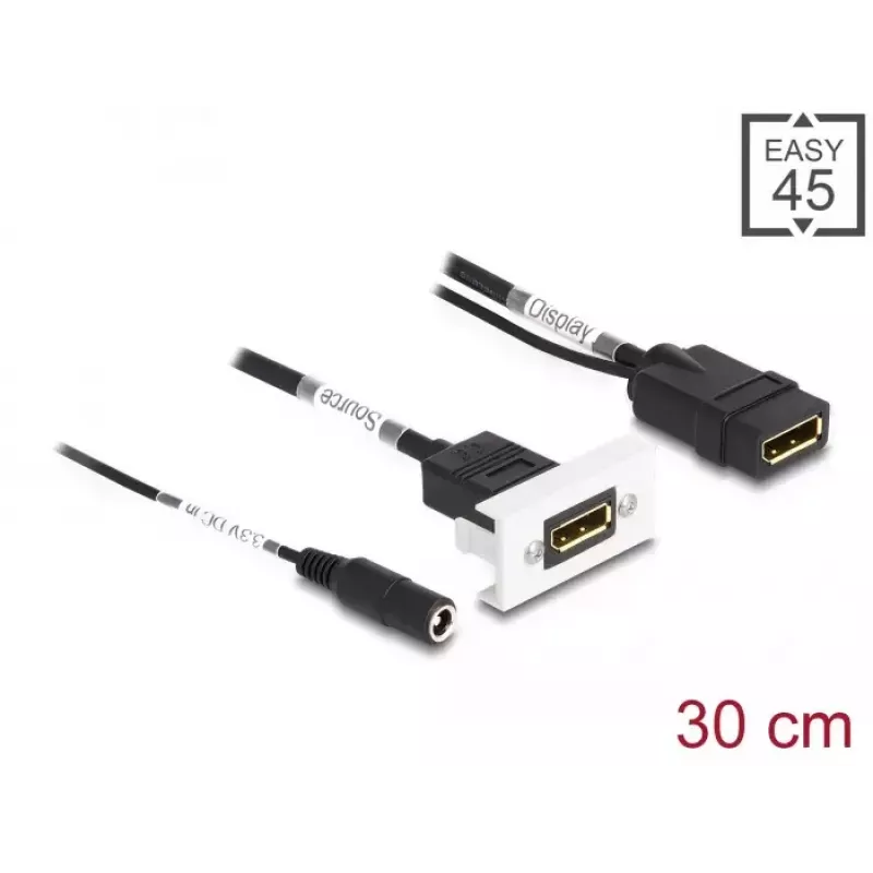 DeLOCK Easy 45 DisplayPort 4K 60 Hz Module with DC feed 2.1 x 5.5 mm