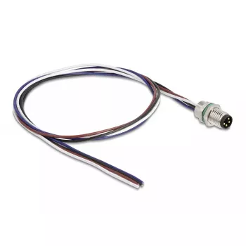 DeLOCK M8 panel-mount cable A-coded 4 pin male 0.5 m