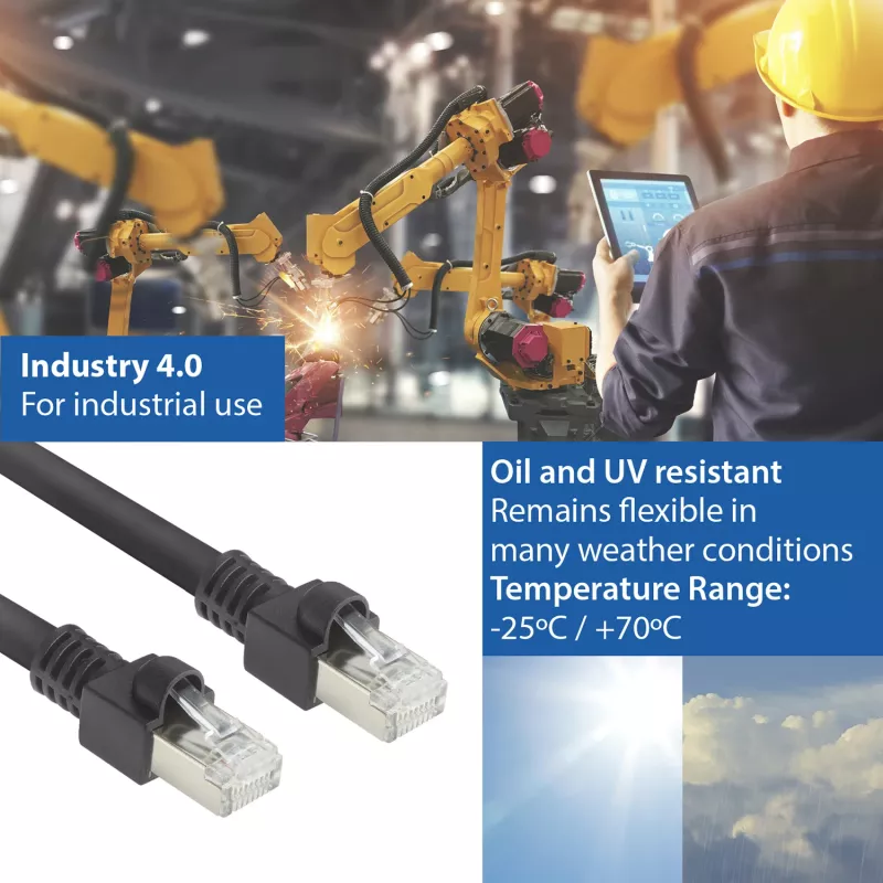 ACT Black 7 meters S/FTP CAT7 PUR flex patch cable snagless with RJ45 connectors (CAT6A compliant)