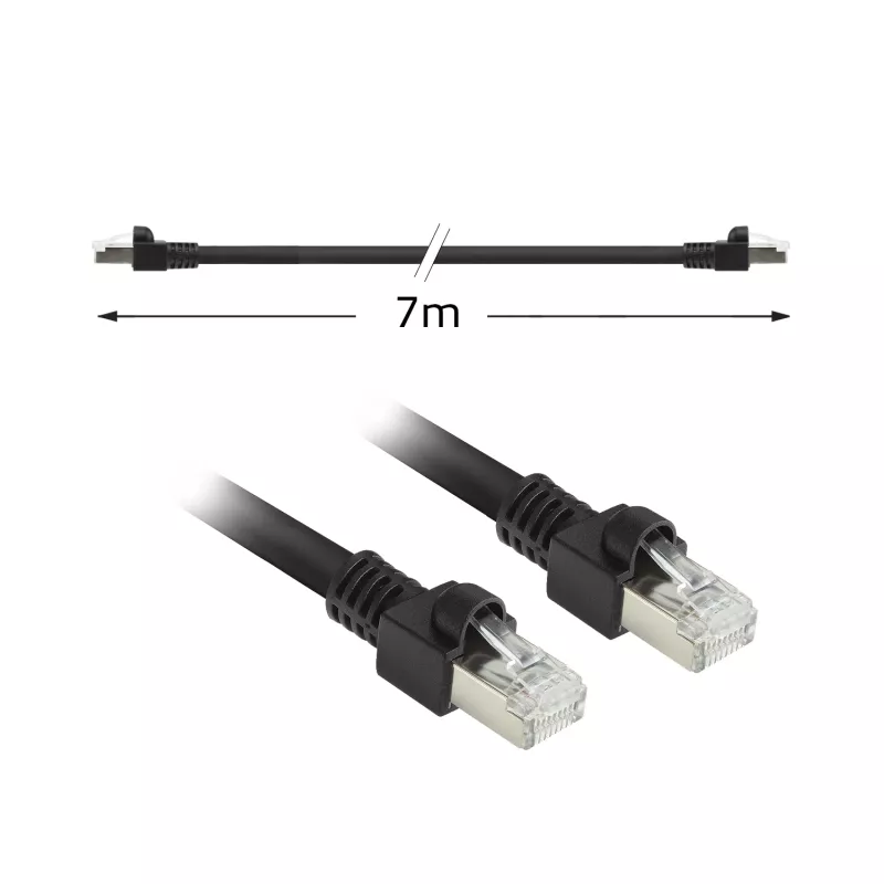 ACT Black 7 meters S/FTP CAT7 PUR flex patch cable snagless with RJ45 connectors (CAT6A compliant)
