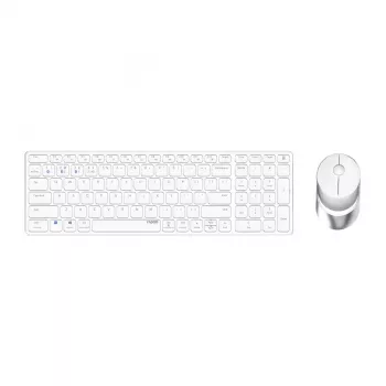 Rapoo 9750M Keyboard Mouse included Wireless Bluetooth QWERTZ German White