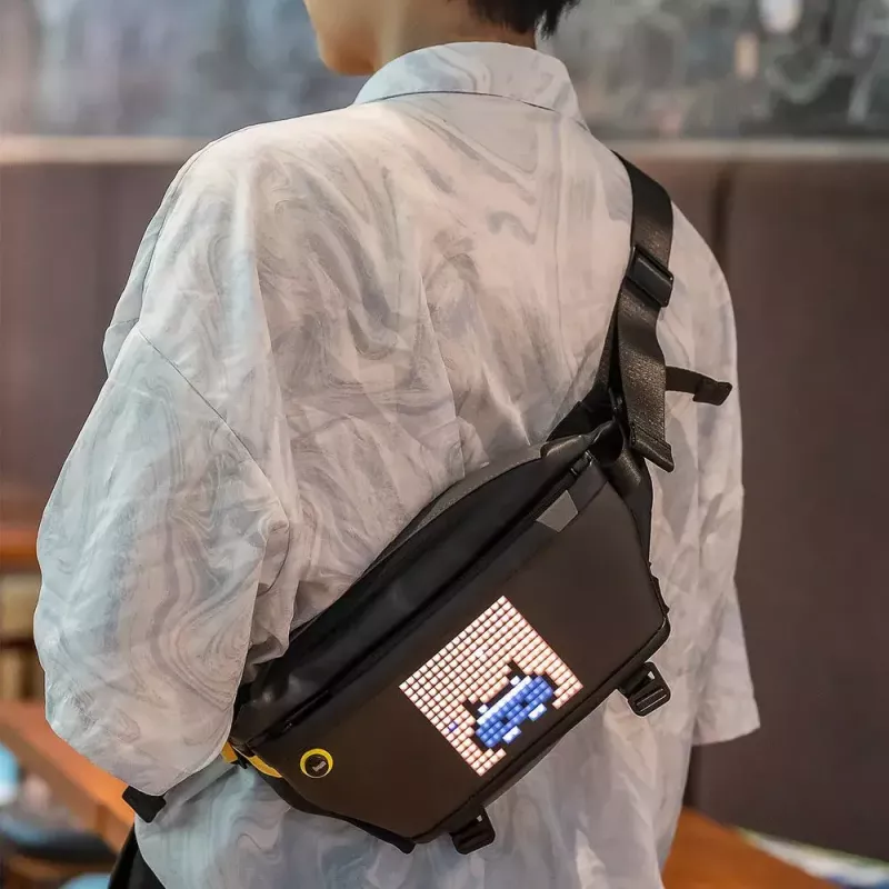 Messenger bag Divoom Pixoo Black Unisex 340x90x150mm LED display