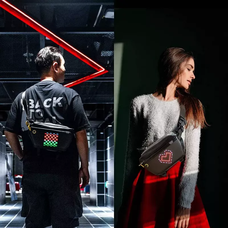 Messenger bag Divoom Pixoo Black Unisex 340x90x150mm LED display