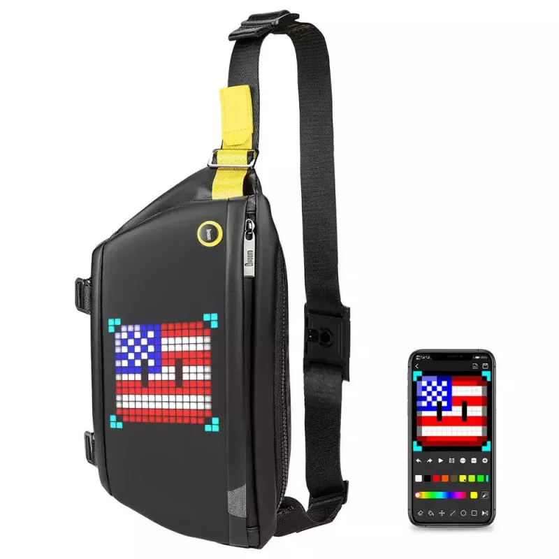 Messenger bag Divoom Pixoo Black Unisex 340x90x150mm LED display