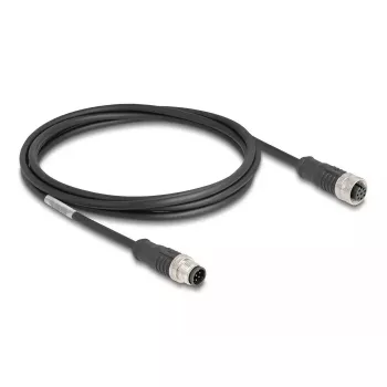 Network Cable DeLOCK M12 Cable A-coded 8 pin male to female Cat5e 2 m Black