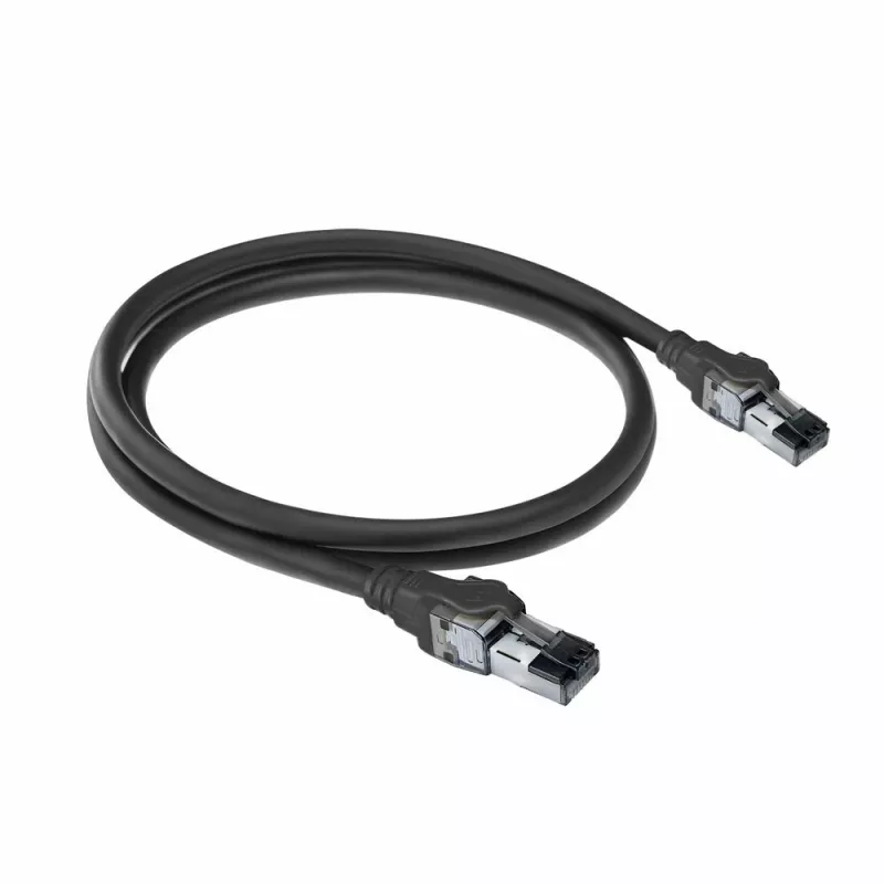 ACT Black 2 meters S/FTP CAT6A IDC 4PPoE / PoE++ 100W LSZH patch cable snagless with RJ45 connectors