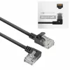 ACT Black 5 meters U/UTP CAT6A LSZH Slimline patch cable with RJ45 connectors 90° angled left to straight