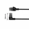 ACT Black 5 meters U/UTP CAT6A LSZH Slimline patch cable with RJ45 connectors 90° angled left to straight