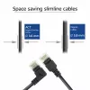 ACT Black 5 meters U/UTP CAT6A LSZH Slimline patch cable with RJ45 connectors 90° angled left to straight