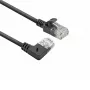 ACT Black 1 meter U/UTP CAT6A LSZH Slimline patch cable with RJ45 connectors 90° angled right to straight