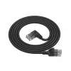 ACT Black 1 meter U/UTP CAT6A LSZH Slimline patch cable with RJ45 connectors 90° angled right to straight