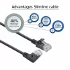 ACT Black 1 meter U/UTP CAT6A LSZH Slimline patch cable with RJ45 connectors 90° angled right to straight