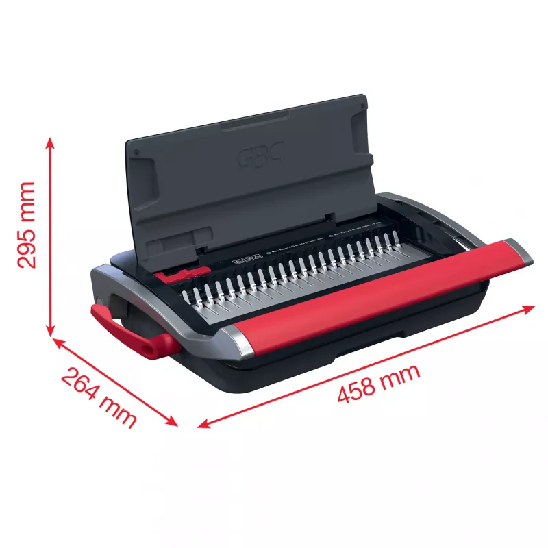 GBC CombBind® CB15 Manual Binding Machine, Comb binding machine, Manual, 165 sheets, Black, Red