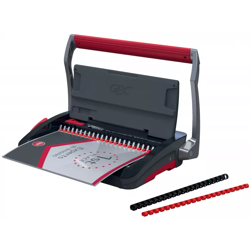 GBC CombBind® CB15 Manual Binding Machine, Comb binding machine, Manual, 165 sheets, Black, Red