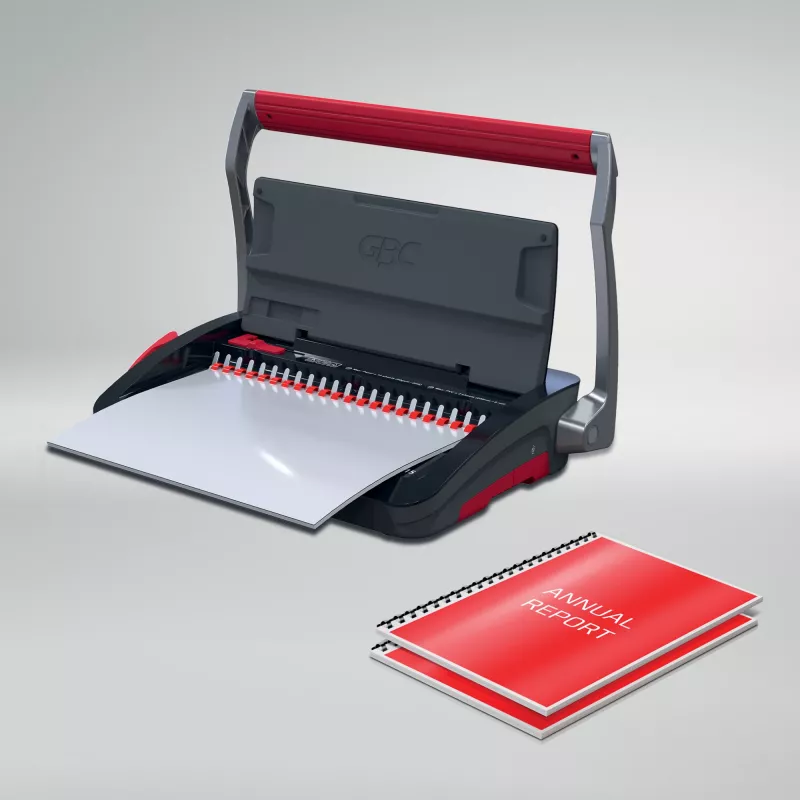 GBC CombBind® CB15 Manual Binding Machine, Comb binding machine, Manual, 165 sheets, Black, Red