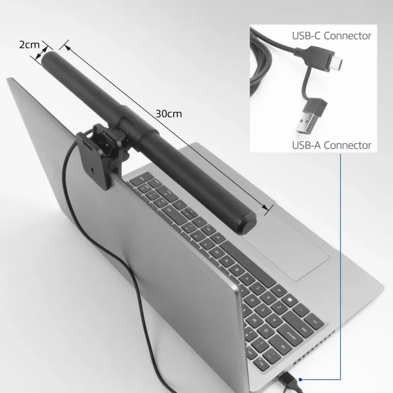 Clip-on laptop LED light bar ACT AC8050, dimmable, USB powered