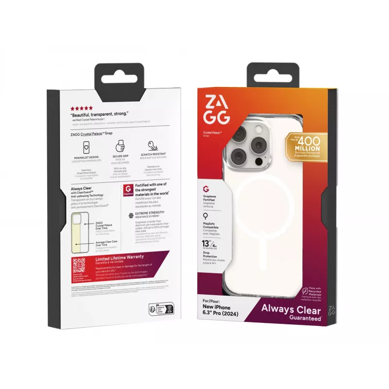 ZAGG Cases Crystal Palace Snap Apple iPhone 16 Pro Clear, Cover, Apple, iPhone 16 Pro, 16 cm (6.3 inch), Transparent