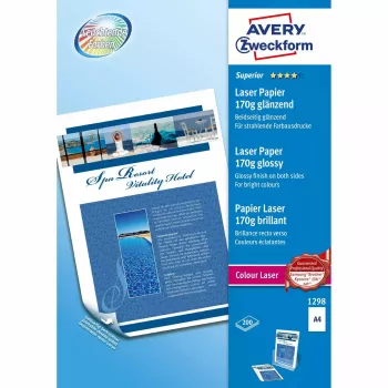 Photo Paper A4 Avery Premium Colour Laser 170 g/m² Gloss White 1298
