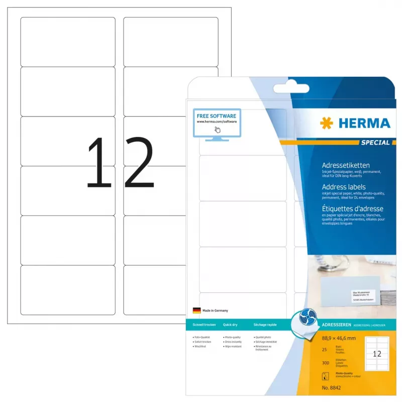 Inkjet address labels HERMA 8842