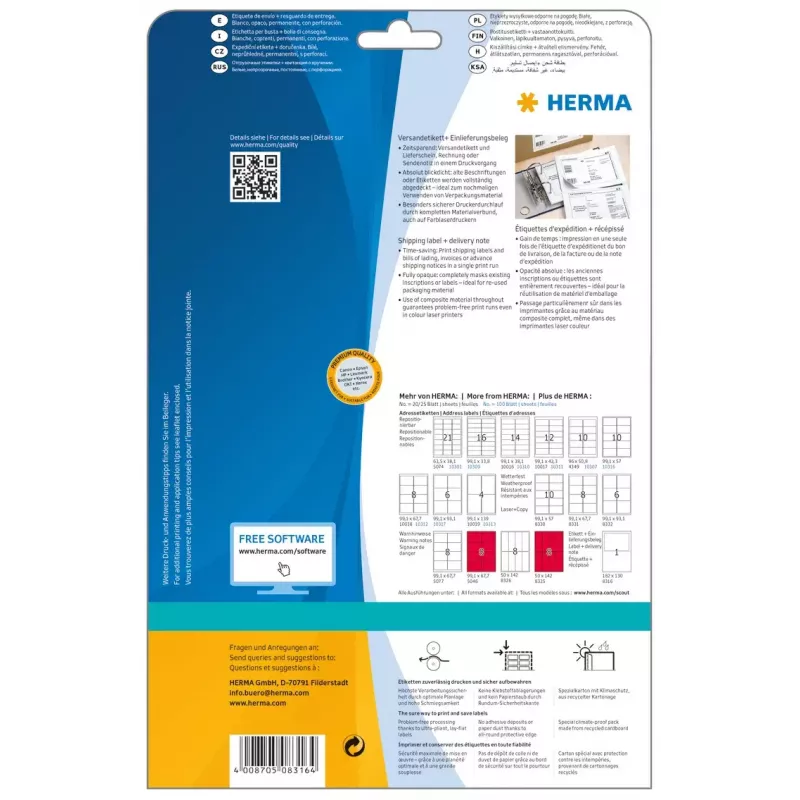 Shipping label + delivery note HERMA 8316