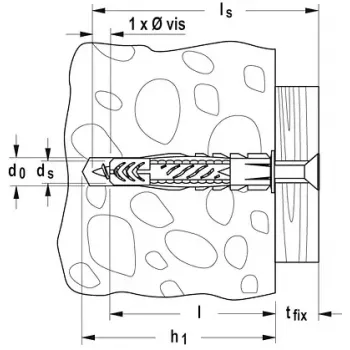 Universal plug Fischer UX 5 x 30 R with rim