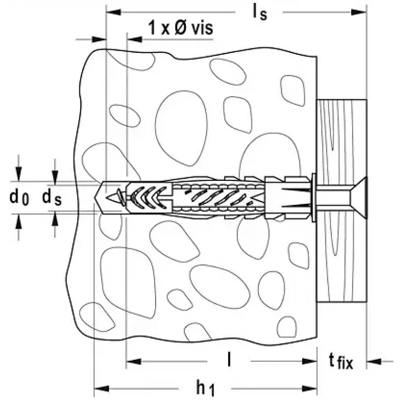 Universal plug Fischer UX 5 x 30 R with rim