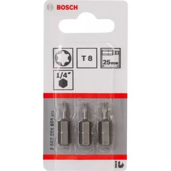 Screwdriver bit Bosch 2607001601 T8 extra hard 3 pcs 25 mm