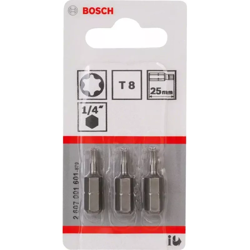 Screwdriver bit Bosch 2607001601 T8 extra hard 3 pcs 25 mm