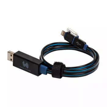 USB A/Lightning Cable RealPower 0.75m Black/Blue