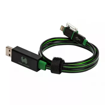 USB A/Lightning Cable RealPower 0.75m Black Green