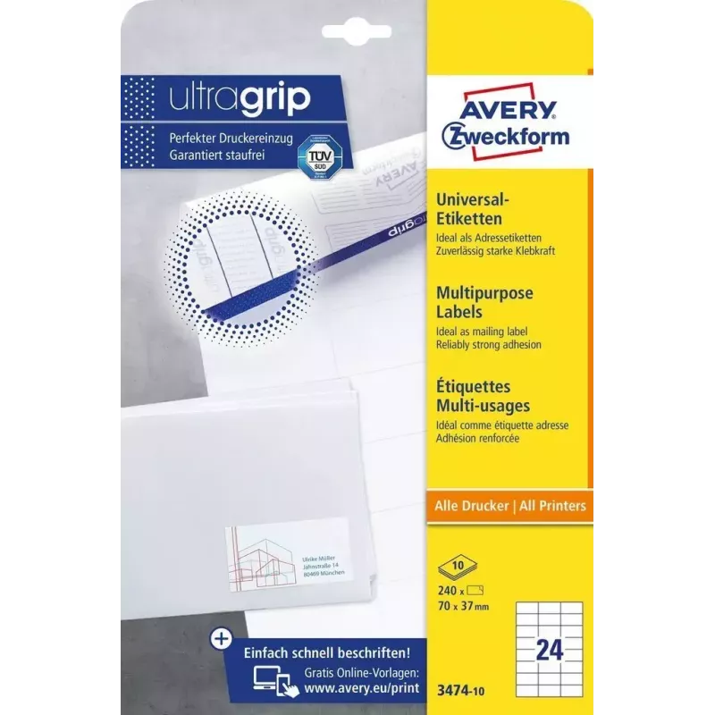 Self-adhesive label Rectangle AVERY 3474-10