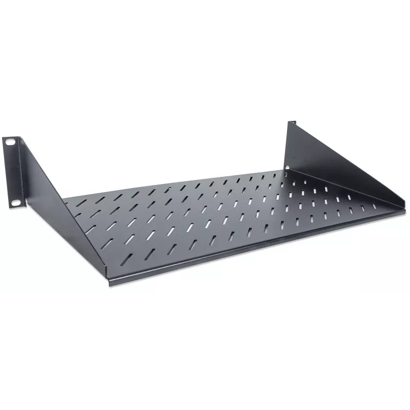 Intellinet 19 inch Cantilever Shelf, 2U, 2-Point Front Mount, 250mm Depth, Max 25kg, Black, Three Year Warranty