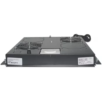 Intellinet 2-Fan Ventilation Unit for 19 inch Racks, Roof Mount, with Thermostat, Black