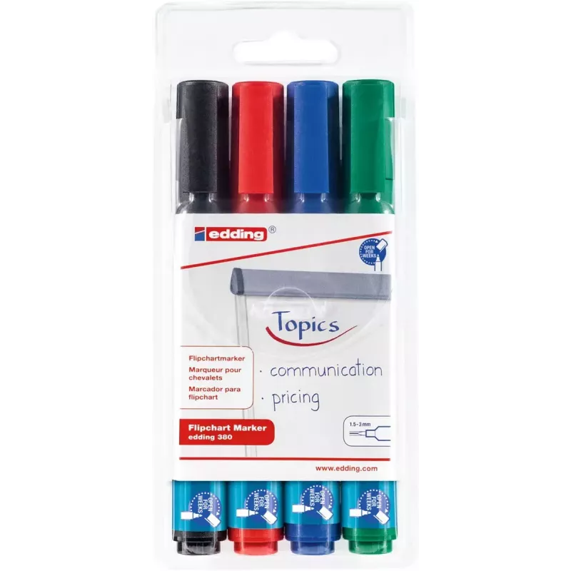 Marker Edding 380 Bullet tip Black Blue Green Red
