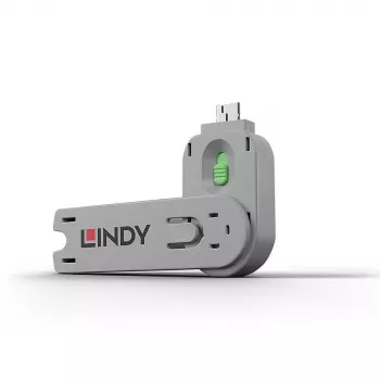 Lindy USB Type A Port Blocker Key, Green, Port blocker key, USB Type-A, Green, Acrylonitrile butadiene styrene (ABS), 1 pc(s), Polybag