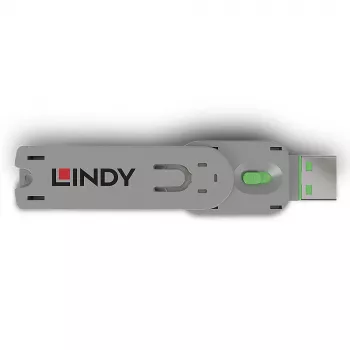 Lindy USB Type A Port Blocker Key, Green, Port blocker key, USB Type-A, Green, Acrylonitrile butadiene styrene (ABS), 1 pc(s), Polybag