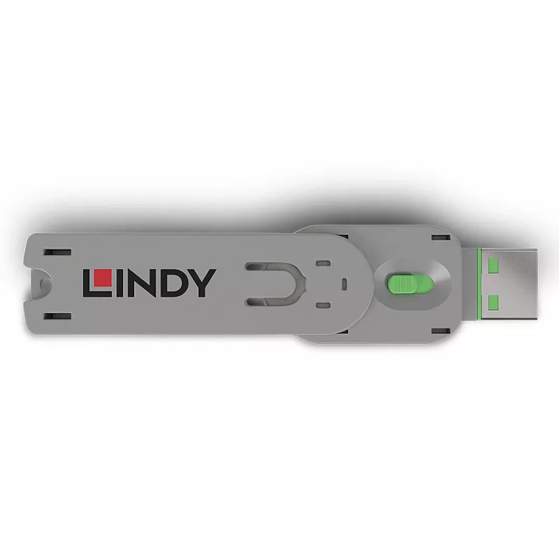 Lindy USB Type A Port Blocker Key, Green, Port blocker key, USB Type-A, Green, Acrylonitrile butadiene styrene (ABS), 1 pc(s), Polybag