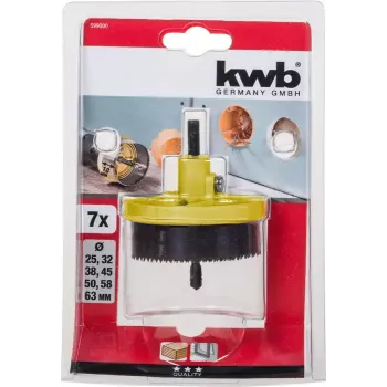 Hole saw set KWB 599000 7 pieces 6.3 cm for plastic wood