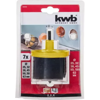 Hole saw set KWB 599100 7 pieces 6.3 cm for wood and plastic