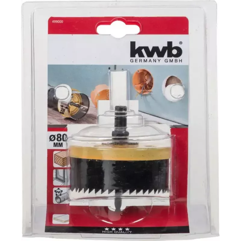 Hole Saw KWB 499000 8 cm Single for Drill Plasterboard Plastic Softwood