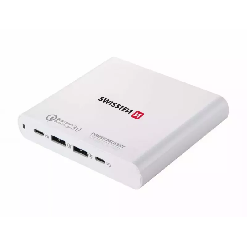 Travel charger SWISSTEN SW-TCH-87W-PD30-QC30-W — 87W, PD 3.0, QC 3.0, for smartphones and laptops