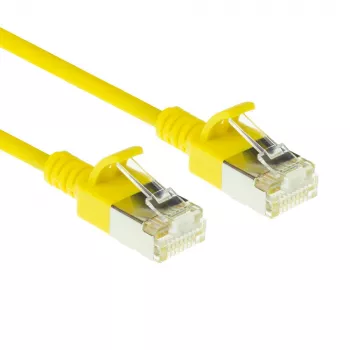 ACT Yellow 1 meter LSZH U/FTP CAT6A datacenter slimline patch cable snagless with RJ45 connectors